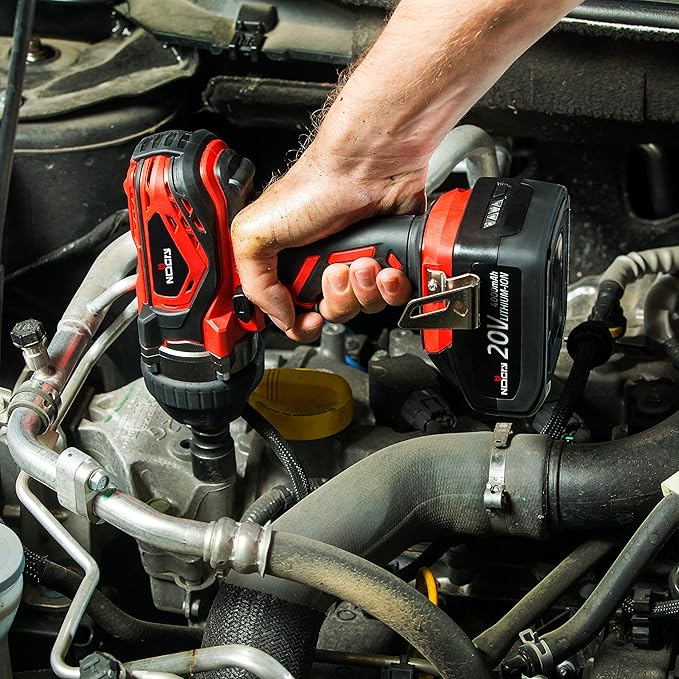 NoCry 20V Cordless Impact Wrench Kit - 300 ft-lb (400 N.m) Torque, 1/2 inch Detent Anvil, 2700 Max IPM, 2200 Max RPM, Belt Clip; 4.0 Ah Battery, Fast Charger & Carrying Case Included
