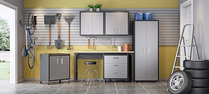 Manhattan Comfort Fortress Standing Cabinet Storage, Black/Gray