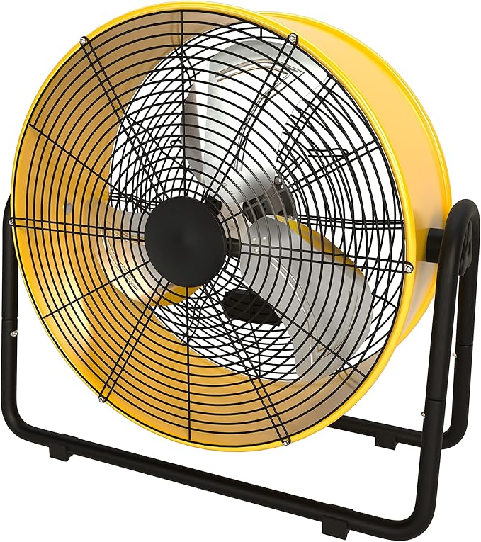 20 Inch Heavy Duty Metal Industrial Drum Fan, 3 Speed Floor Fan for Warehouse, Workshop, Factory and Basement - High Velocity, Yellow