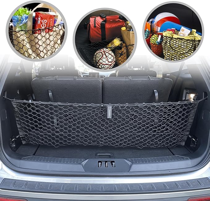 Envelope Style Trunk Mesh Cargo Net for Ford Explorer Base ST XLT 2020-2024 - Car Accessories - Premium Trunk Organizers and Storage - Cargo Net for SUV - Vehicle Carrier Organizer for Ford Explorer