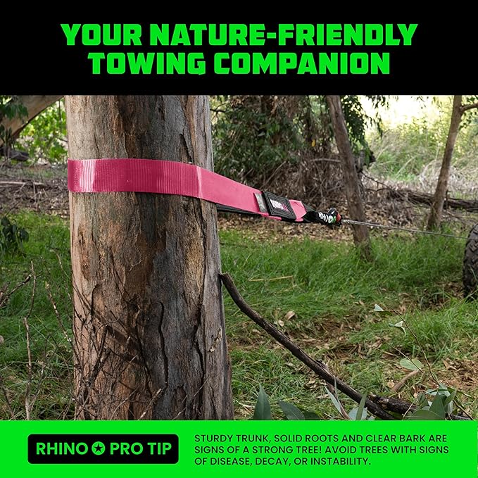 Rhino USA Tree Saver Tow Strap (3" x 8') - 31,518lb Break Strength - Emergency Recovery Strap Winch Extension for Truck, UTV, ATV & More - Heavy Duty Straps Compatible with Jeep, Ford, Toyota