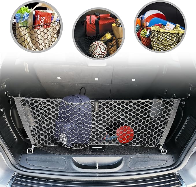Envelope Style Trunk Mesh Cargo Net - For Jeep Grand Cherokee 2011 - 2021 Car Accessories - Premium Trunk Organizers and Storage - SUV Truck Cargo Nets - Vehicle Carrier Organizer for Cherokee WK