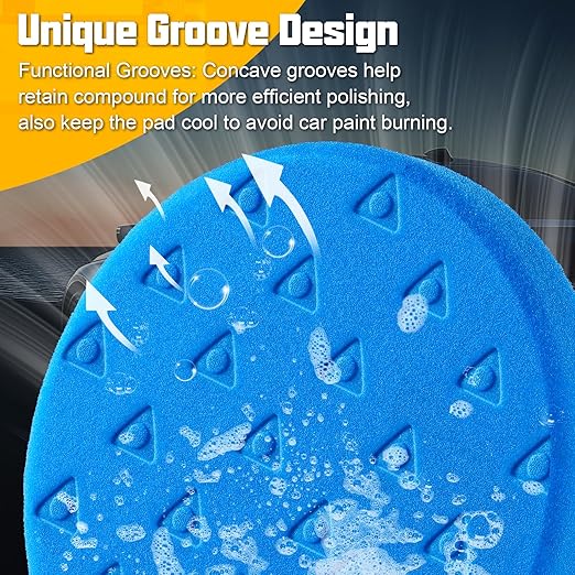 6 Pcs Buffing Polishing Pads, 5.5 Inch Buffing Pads for 5 Inch 125mm Backing Plate Compound Buffing Sponge Pads Cutting Polishing Pad Kit for Car Buffer Polisher Compounding, Polishing & Waxing