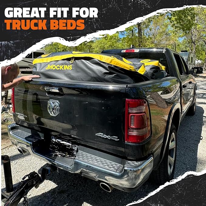 Mockins 30 Cu Ft Trailer Hitch Cargo Carrier Bag | 60"x24"x36" Weatherproof Cargo Bag for Hitch Carrier | Waterproof Truck Bed Storage Set | Vinyl Vehicle Soft-Shell Carriers for Road Trips & Camping