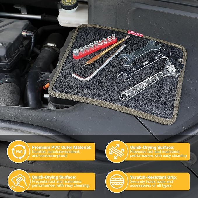 Magnetic Tool Mat Set, Mechanic's Magnetic Tray, Screw Mat & Garage Accessory 3pcs