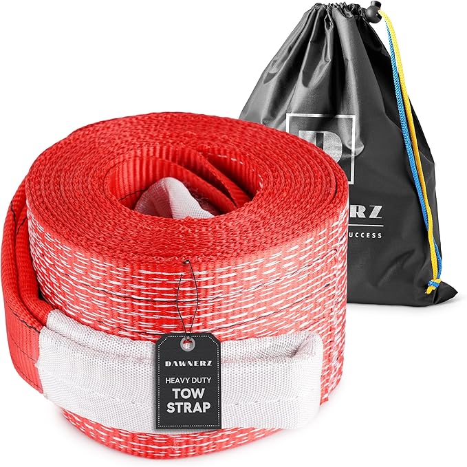 Tow Rope Heavy Duty 30ft 85000 lbs Minimum Break Strength - Recovery Strap 42 US Tons 9m for Trucks and Buses