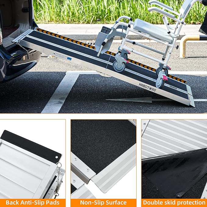 HABUTWAY 6ft Wheelchair Ramp, Portable Wheelchair Ramps for Home Steps, Double Non-Skid Ramps Hold Up to 800Lbs, Threshold Ramp for Home,Stairs, Curbs,Steps,Doorway