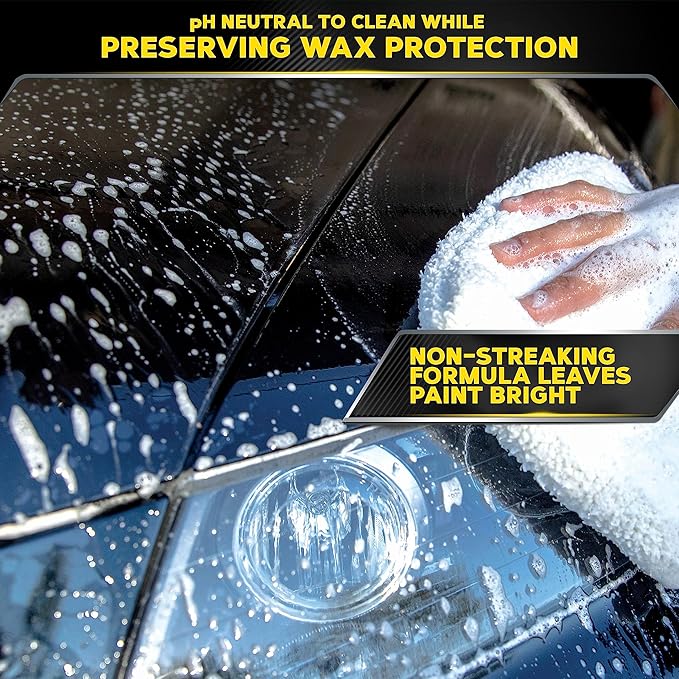 Meguiar's Deep Crystal Car Wash - Car Wash Shampoo that Cleans Paint, Enhances Gloss, and Preserves Wax Protection, pH Balanced Car Wash Soap with Excellent Foaming Action, 64 Oz