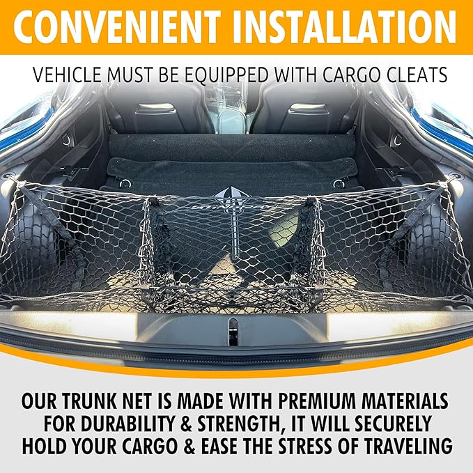 Envelope Style Trunk Cargo Net with 3 Pockets for Corvette 2015-2019