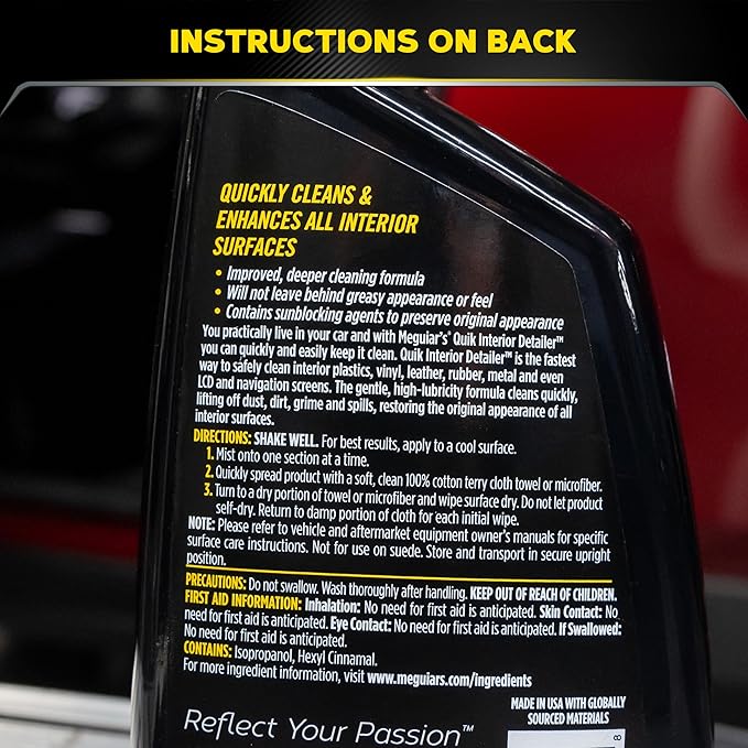 Meguiar's Quik Interior Detailer Cleaner - 24 Oz Spray Bottle (Pack of 6)