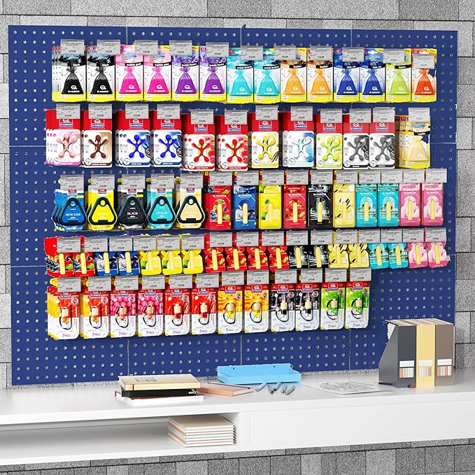 Peg Board, 6PCS Metal Pegboard, Heavy Duty Pegboard Wall Organizer with Frame. Pegboard for Walls, Garage, Workbench, Craft Room Tool Organization, Metal Pegboard Panels 12in*12in,Blue