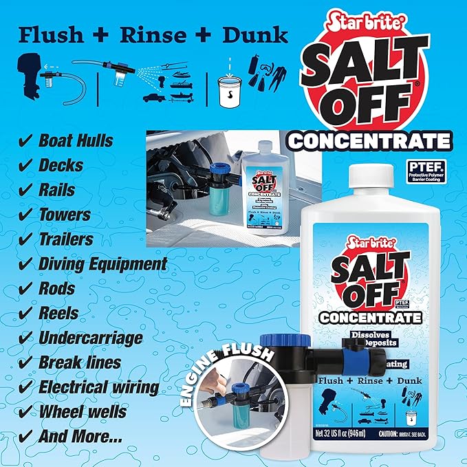 STAR BRITE Salt Off Kit – Applicator & 32 OZ Concentrate for Marine Engine Flush & Salt Removal on Boats, Trailers, Fishing Gear, Dive Equipment, and More