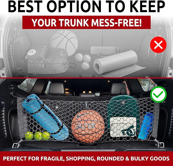 Envelope Style Trunk Mesh Cargo Net - For Jeep Grand Cherokee 2011 - 2021 Car Accessories - Premium Trunk Organizers and Storage - SUV Truck Cargo Nets - Vehicle Carrier Organizer for Cherokee WK