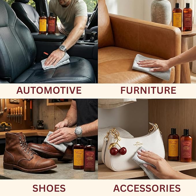 Leather Honey Complete Leather Care Kit Including 4 oz Cleaner and 32 oz Conditioner for use on Leather Apparel, Furniture, Auto Interiors, Shoes, Bags and Accessories