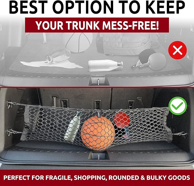 Envelope Style Automotive Elastic Trunk Mesh Cargo Net for Chevrolet Traverse 2018-2024 - Premium Trunk Organizers and Storage - Luggage Net for SUV - Best Car Organizer for Chevrolet Traverse