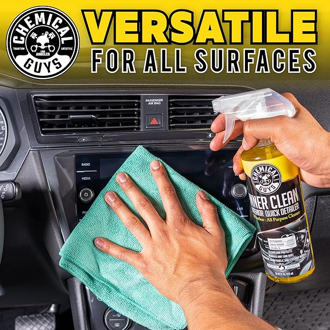 Chemical Guys InnerClean Interior Quick Detailer Cleaner and Protectant for Dashboards Door Panels Seats Trim and Surfaces Non Greasy Interior Car Cleaning Spray and Interior Detailer Spray 16 oz