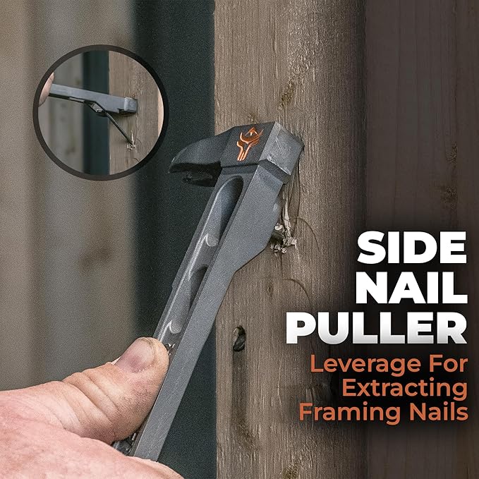 Wrango Tools 9.5" Titanium Nail Puller Cats Paw Pry Bar - 45% Lighter Than Steel - Side Nail Puller - 13mm Bolt Remover - Professional Contractor Grade - 5% Donated To Help Farmers