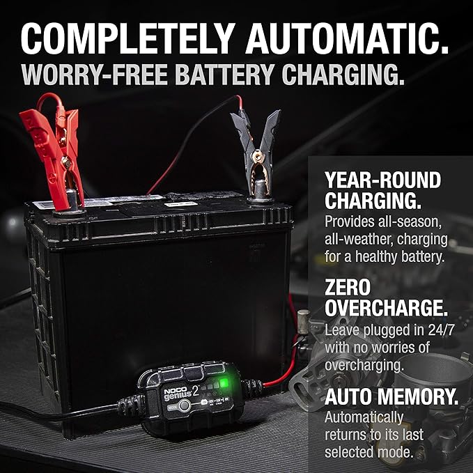 NOCO GENIUS2: 2A 6V/12V Smart Battery Charger – Automatic Maintainer,Trickle Charger & Desulfator with Overcharge Protection & Temperature Compensation – for Lead-Acid-& Lithium Batteries,(Pack of 6)