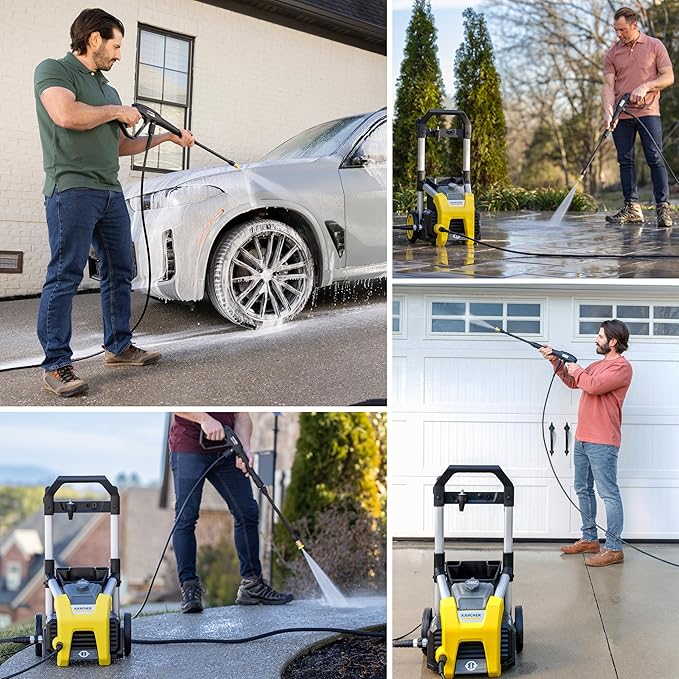 Kärcher Pressure Washer K1700, 3 Spray Nozzles, Detergent Tank, for Cars, Driveways, Siding, Patios, 2125 max. PSI, 1.46 max. GPM