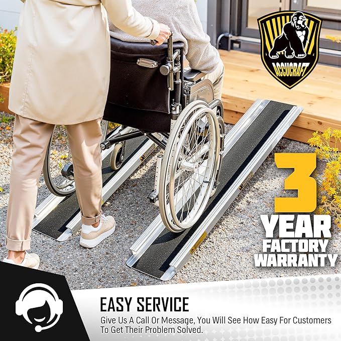 6FT Portable Wheelchair Ramp, Adjustable Aluminum ramps for wheelchairs for Home, 1200LB Capacity, 2X Thickened Sidewall, Wheelchair Ramp for Home, Stairs, Steps (2 Pack)
