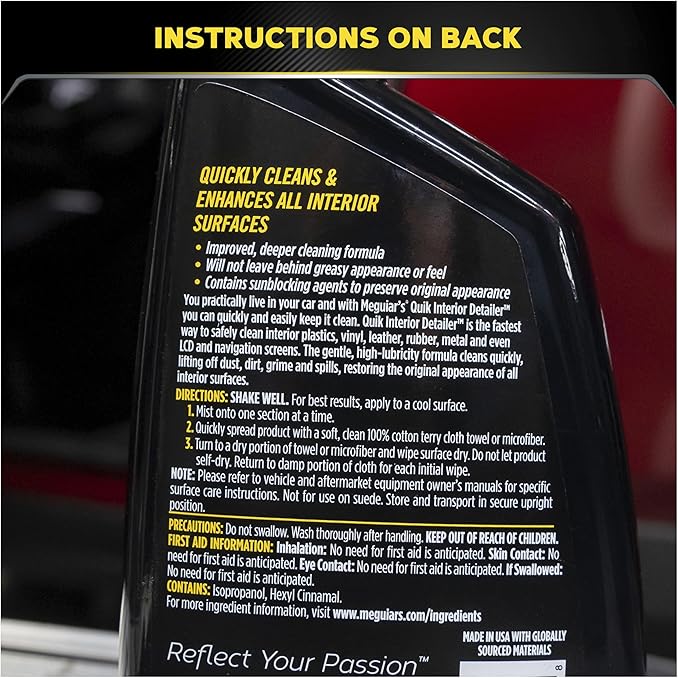 Meguiar's Quik Interior Detailer Cleaner - 24 Oz Spray Bottle