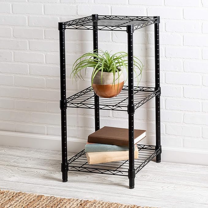 Honey-Can-Do Small 3-Tier Adjustable Storage Shelving Unit SHF-09209 Black 600 lbs