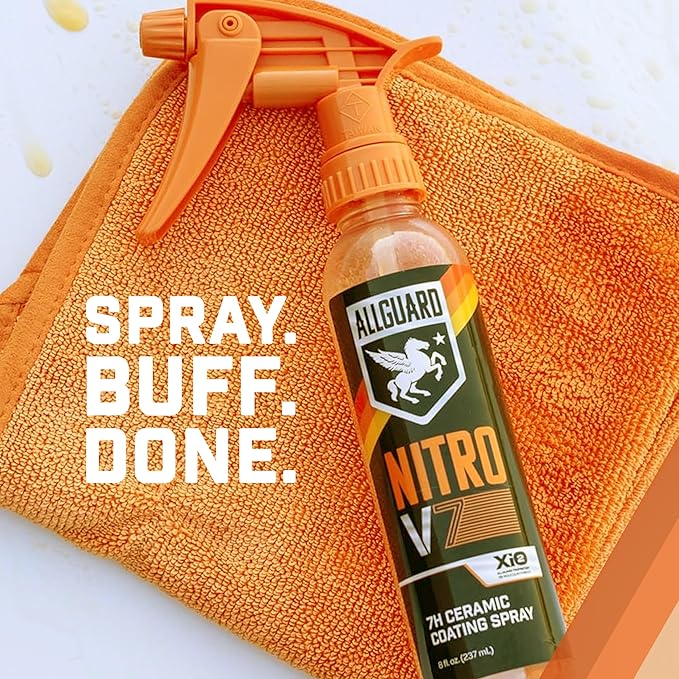 NITRO V7 Spray - 7H Ceramic Coating Spray with Proprietary XiO2™ Formula Creates Tri-Molecular Bond - 1+ Year of Hydrophobic, Self Cleaning Protection & High-Gloss Shine - Easy Application