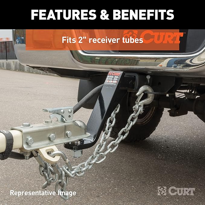 CURT 45065 Lifted Truck Trailer Hitch Mount with 2-5/16-Inch Ball & Pin, Fits 2-Inch Receiver, 7,500 lbs, 6-Inch Drop