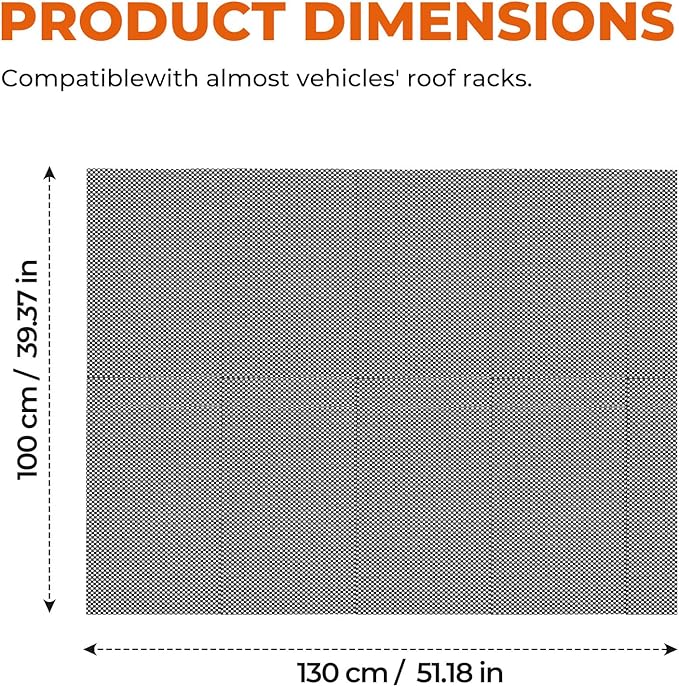 Anti-Slip Roof Cargo Bag Protective Mat, 51" x 39" Rubber Roof Rack Pad – Scratch-Resistant & Waterproof Car Rooftop Luggage Mat for SUV, Van & Most Vehicles