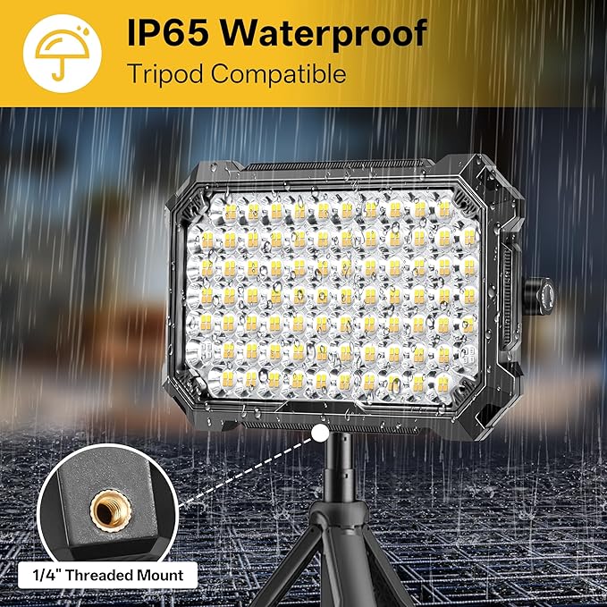 LED Work Light Rechargeable Outdoor, 13000mAh Work Flood Lights 10000LM with 4 Light Modes for Camp Essentials, IP65 Waterproof LED Lantern for Emergency, Power Outages, Car Repair, Tent