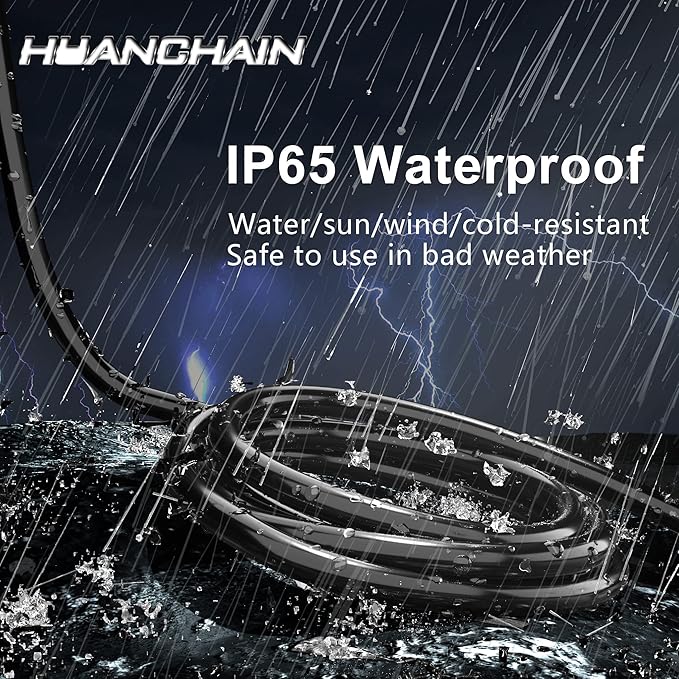 HUANCHAIN 4 FT（2 Pack） 16 Gauge Black Indoor Outdoor Extension Cord Waterproof, Flexible Cold Weather 3 Prong Electric Cord Outside, 13A 1625W 125V 16AWG SJTW, ETL Listed