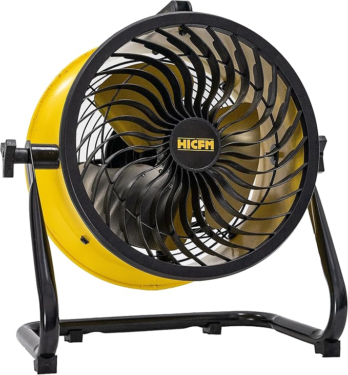 HiCFM 10" High-velocity Drum Air Circulator Fan 1000 CFM Large Airflow Turbo Shop Floor Fan with 360-degree Pivoting Head, 3-speed 1/12 HP Motor