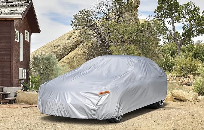 Kayme 6 Layers Car Cover Waterproof All Weather for Automobiles, Outdoor Full Cover Rain Sun UV Protection, Universal Fit for Porsche 911 996 997 991 992, Chevrolet Corvette, Acura NSX (178-185 inch)