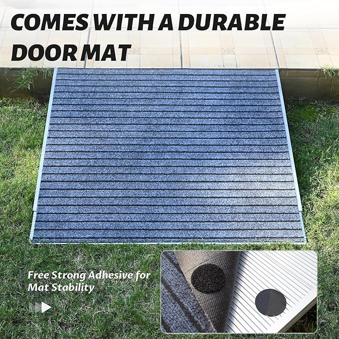 Aluminum Threshold Ramp for Doorways, 30"x36" Adjustable Ramp for 2.5"-5" Rise, Wheelchair Ramp with Non-Slip Mat, Ramps for Wheelchairs for Home, Threshold Ramps for Doorways