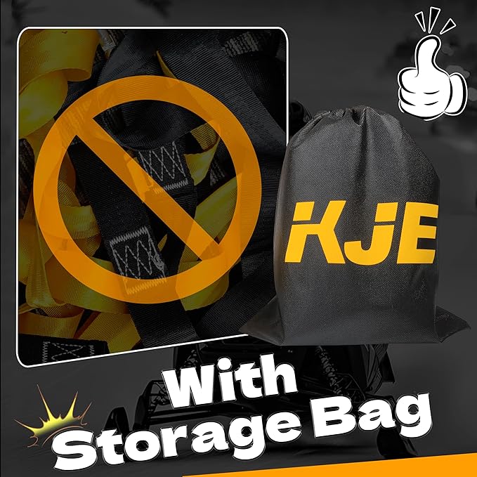KJE Snowmobile Tow Strap 19FT, 1.2'' Heavy Duty Tow Straps with Two Hook -2200LBS Break Strength, Tow Rope Accessories for Snowmobile, ATV, Sled