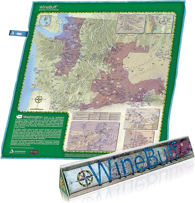 WineBuff Microfiber Polishing Towel | Perfect for Wine Glasses, Kitchenware and More | Leaves Glass and Stainless Steel Spotless | Washington State Edition