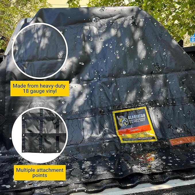 Waterproof Gladiator Cargo Net - Heavy Duty Truck Tarp (7.3' x 9.3' (for 5x8 ft Trailers))