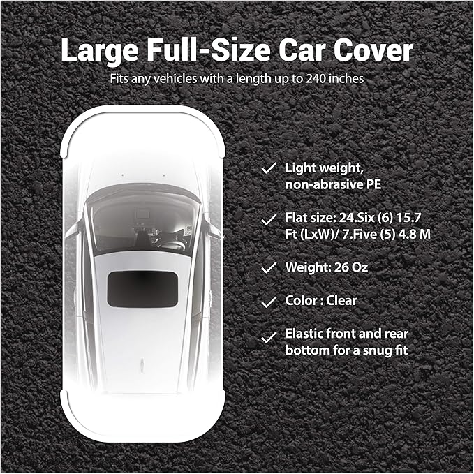 West Lake Universal Clear Disposable Car Cover for SUV, Sedan, Sport Cars, Antique Cars up to 22' x 12'