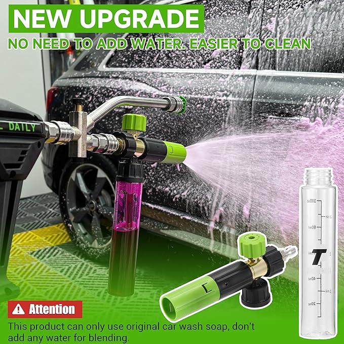 Tool Daily Short Pressure Washer Gun with Mini Foam Cannon, Dual Connector Accessory, 5 Power Washer Nozzle Tips, 1/4 Inch Quick Connect