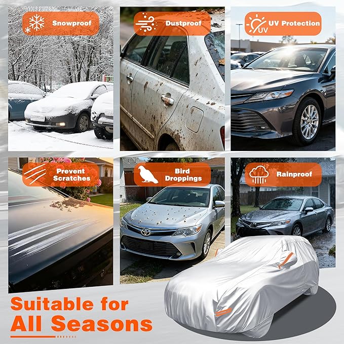 iCOVER Car Cover, All Weather Exterior SUV Cover Designed for Audi Q5, BMW X3, Mercedes GLC & 1st Gen Porsche Cayenne (2003-2010) Fits Vehicle Length 184" to 188"