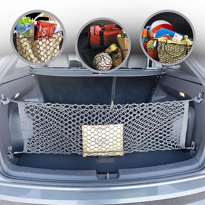 Envelope Style Trunk Mesh Cargo Net for Volkswagen Atlas Cross 2020-2025 - Car Accessories - Premium Trunk Organizers and Storage - Vehicle Carrier Organizer for Volkswagen Atlas Cross
