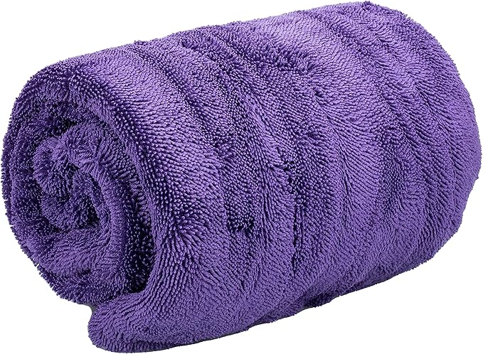 Maxshine 24" x 36" Universal Purple Duo Twisted Microfiber Towel (1200GSM) – Large, Plush, Rinse-Free Double-Sided Drying Towel – Super Absorbent Microfiber for Drying