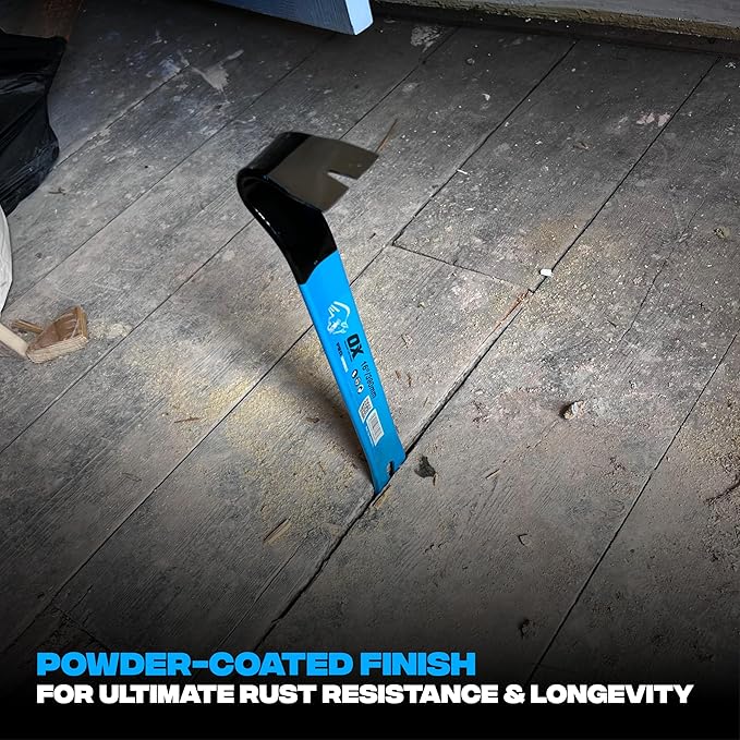 OX Pro 21" Flat Pry Bar - Heat Treated Forged Steel Flat Bar with Powder Coated Finish - Long Crowbar Tool - Pata De Cabra