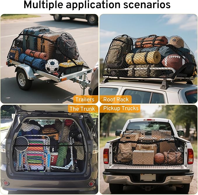 Cargo Net for Pickup Truck Bed for Honda Ridgeline 2000-2025 2026 Accessories Mesh Organizer Stretchable 4'x4' to 7'x7' Netting Highly Elastic