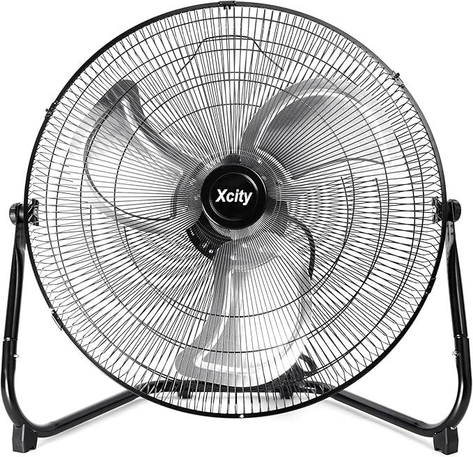 18 Inch Floor Fan, Max 4012 CFM Industrial Fan, 3-speed and 360° Adjustable Tilt, Metal Construction and Aluminum Blades, Ideal for Warehouse, Workshop, Factory, Garage