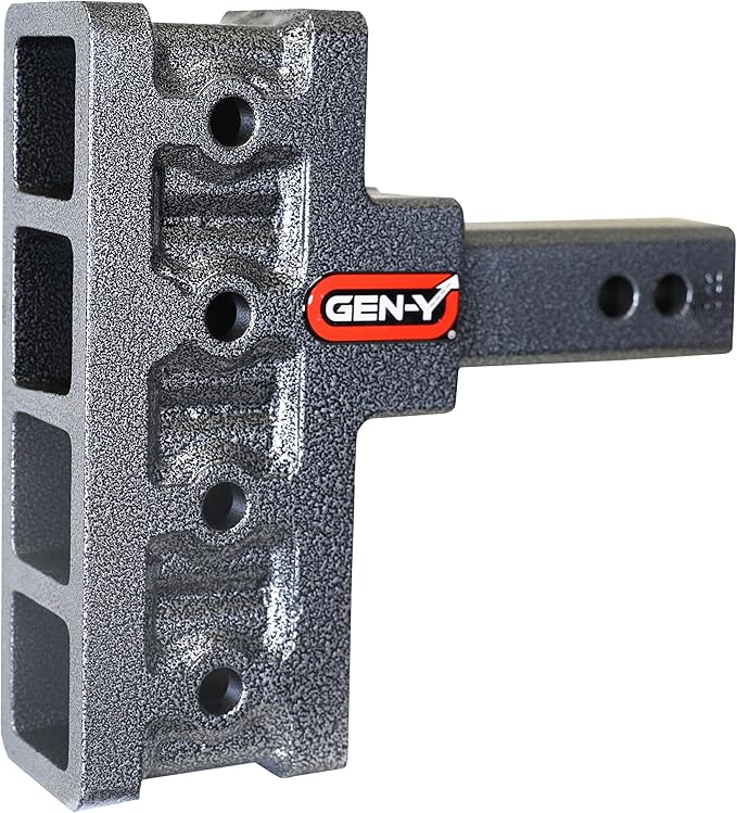 GEN-Y Hitch Offset Tow Hitch for 2" Receiver - 2.5" Rise/5" Drop with 4 Adjustable Positions, Hitch Only, 16,000 lbs Towing Capacity, 2,000 lbs Tongue Weight, Silver