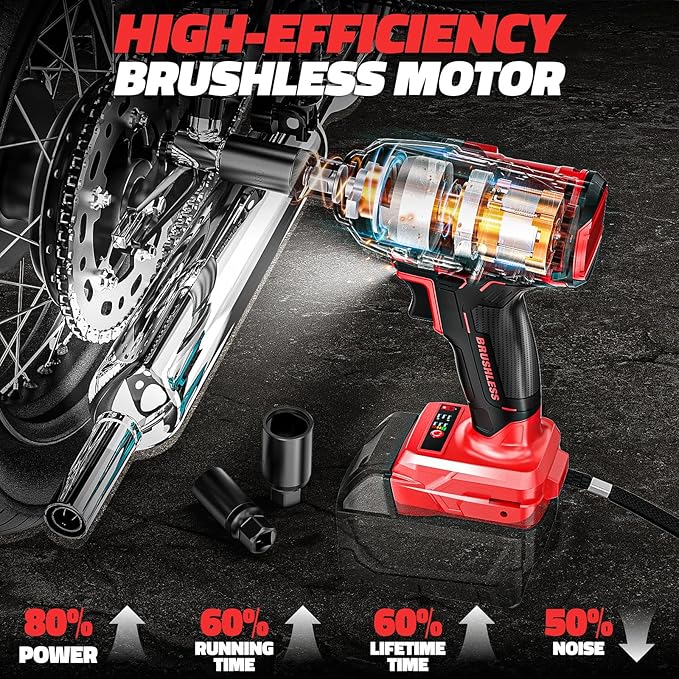 Cordless Impact Wrench 1/2 inch for Milwaukee 18v Battery (Bare Tool), 300 FT-LBS(400 N.m) Brushless Impact Driver, Portable Electric Impact Gun with LED Work Light, Variable Speeds, 3-Speed Control