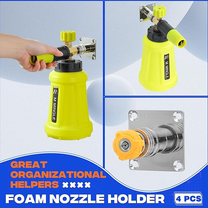 M MINGLE Automatic Foam Cannon Holder, Foam Cannon Wall Mount with 1/4" Quick Connect - 4 Pack