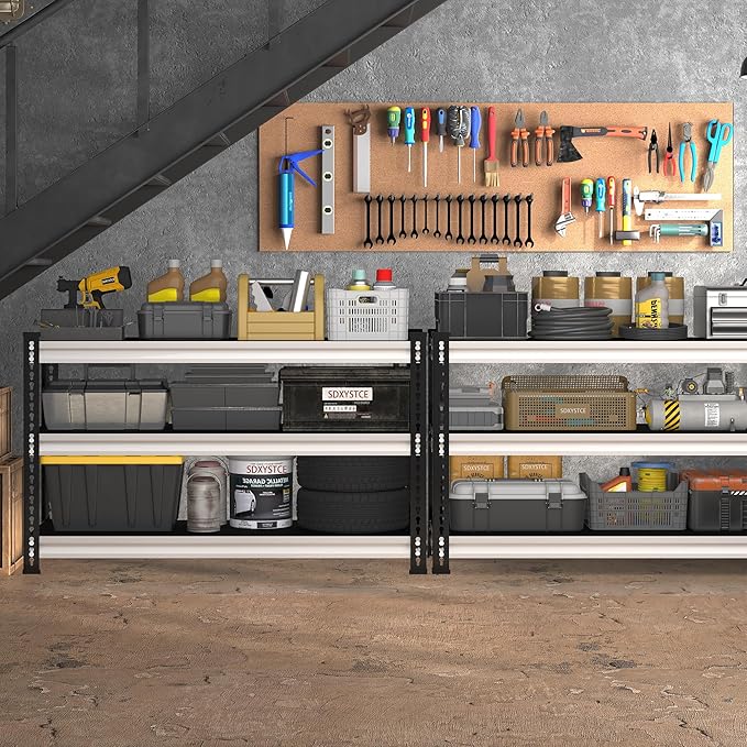 48" W Garage Shelving Heavy Duty, 1500LBS Loads Adjustable Garage Storage Shelves, 3-Tier Metal Shelving Units and Storage Racks, Industrial Utility Shelf,48" Wx18 Dx39 H, White