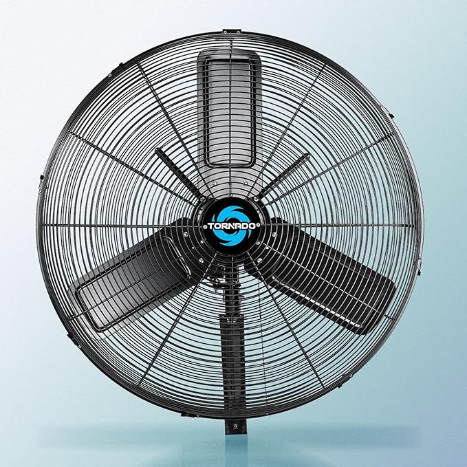 Tornado 30" Outdoor Rated IPX4 Water-Resistant Oscillating Wall Mount Fan – High Velocity Heavy Duty Metal Fan for Industrial & Commercial Use – 2 Speeds, 8400 CFM, cETL Listed